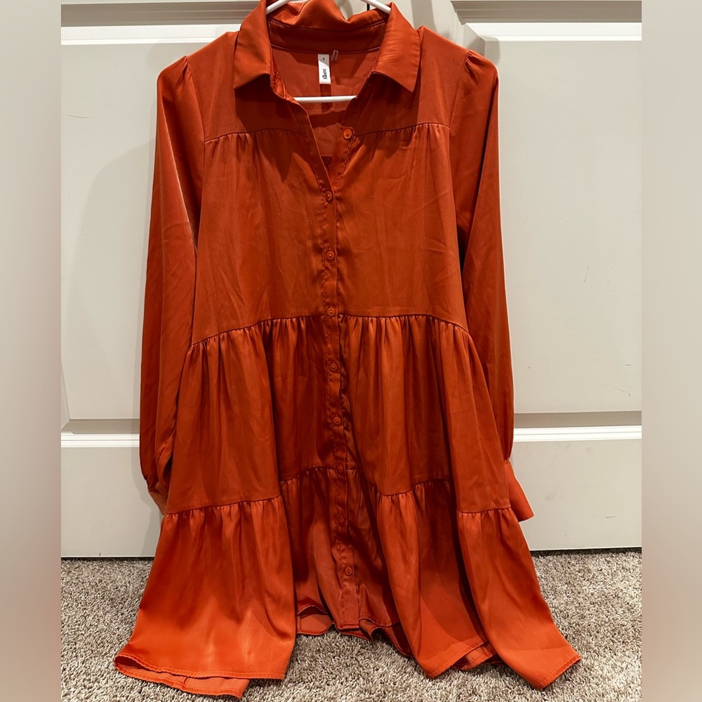 Muted Orange Long Sleeve Dress Size Small